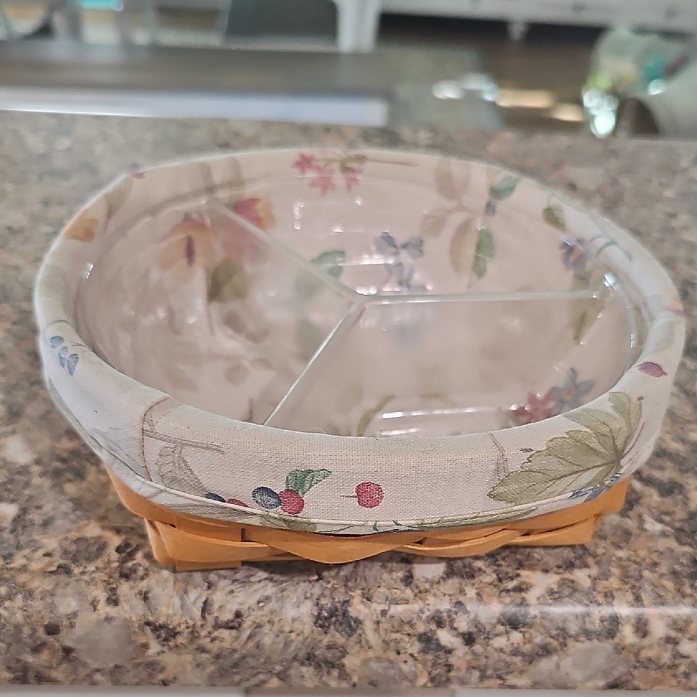 Longaberger Floral Divided Basket with Liner 2001